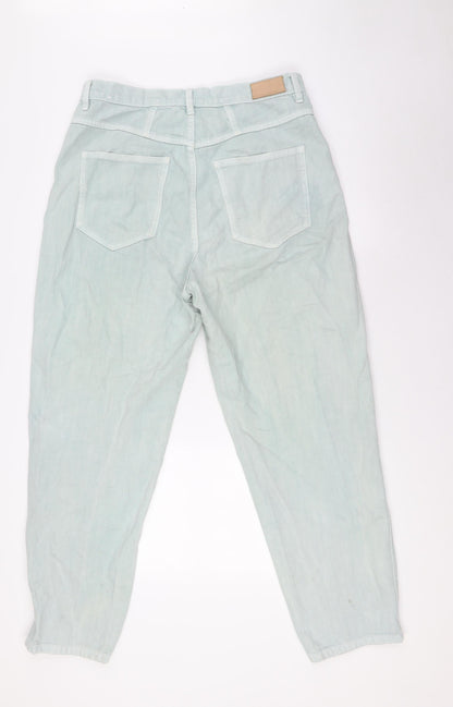 Womens UK Size 12 MNG Regular Fit Mom Green Jeans