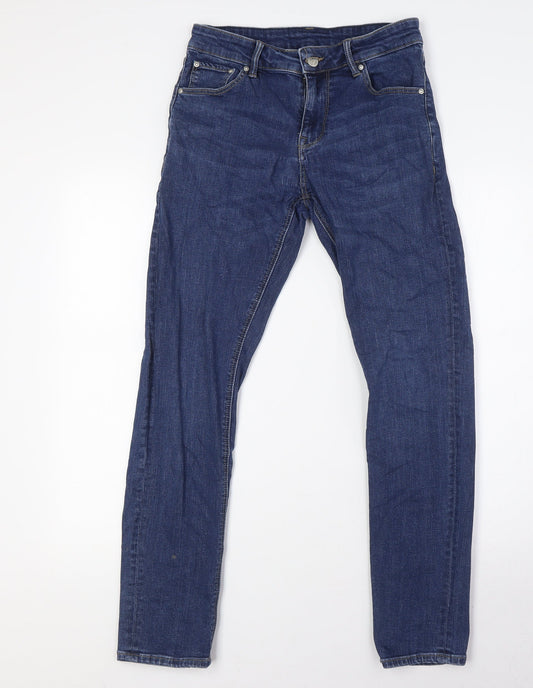 ASOS Mens Blue Cotton Skinny Jeans Size 28 in L29 in Regular Zip