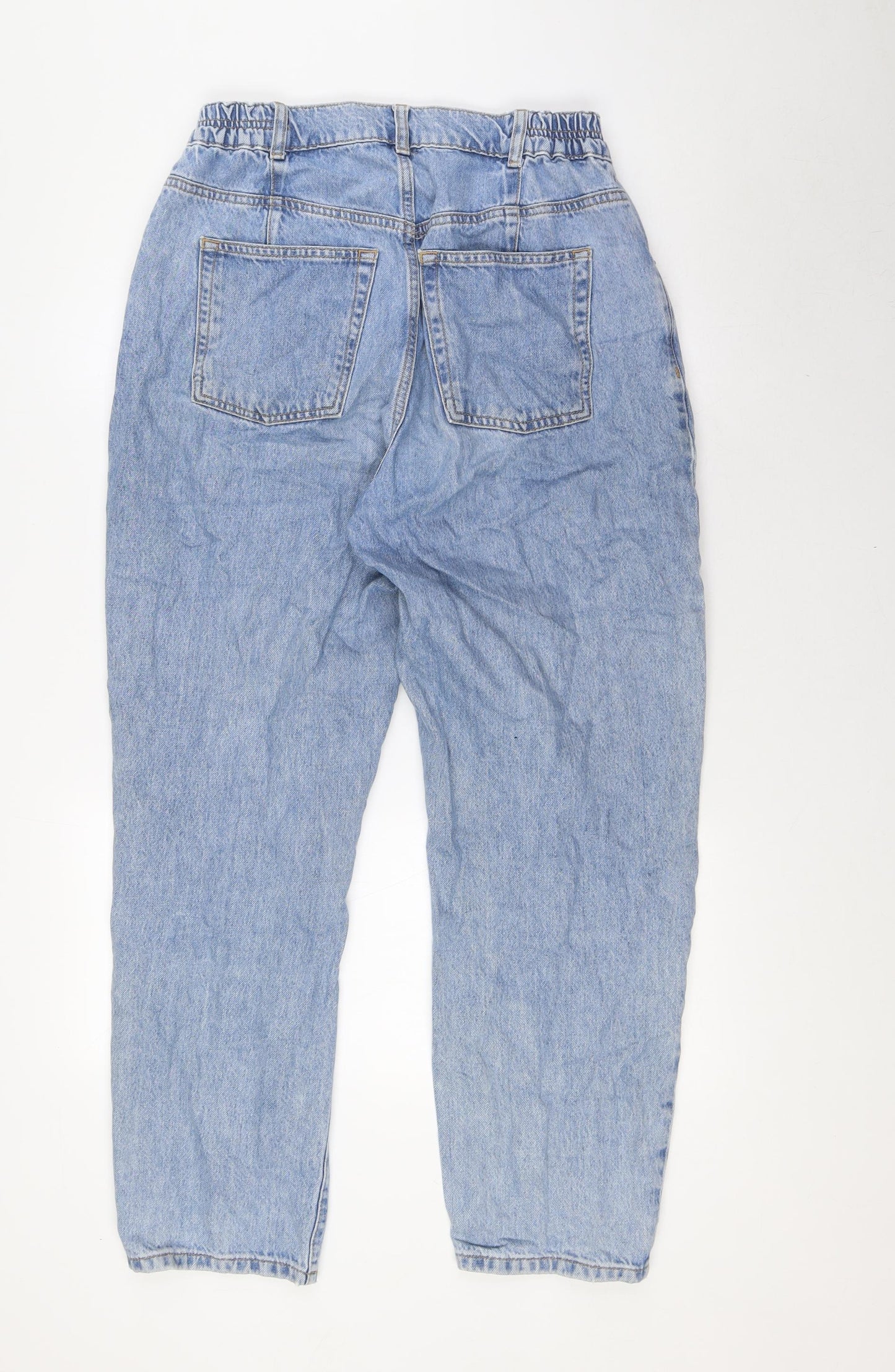 Topshop Womens Blue Cotton Mom Jeans Size 30 in L29 in Regular Zip - Elasticated Waist