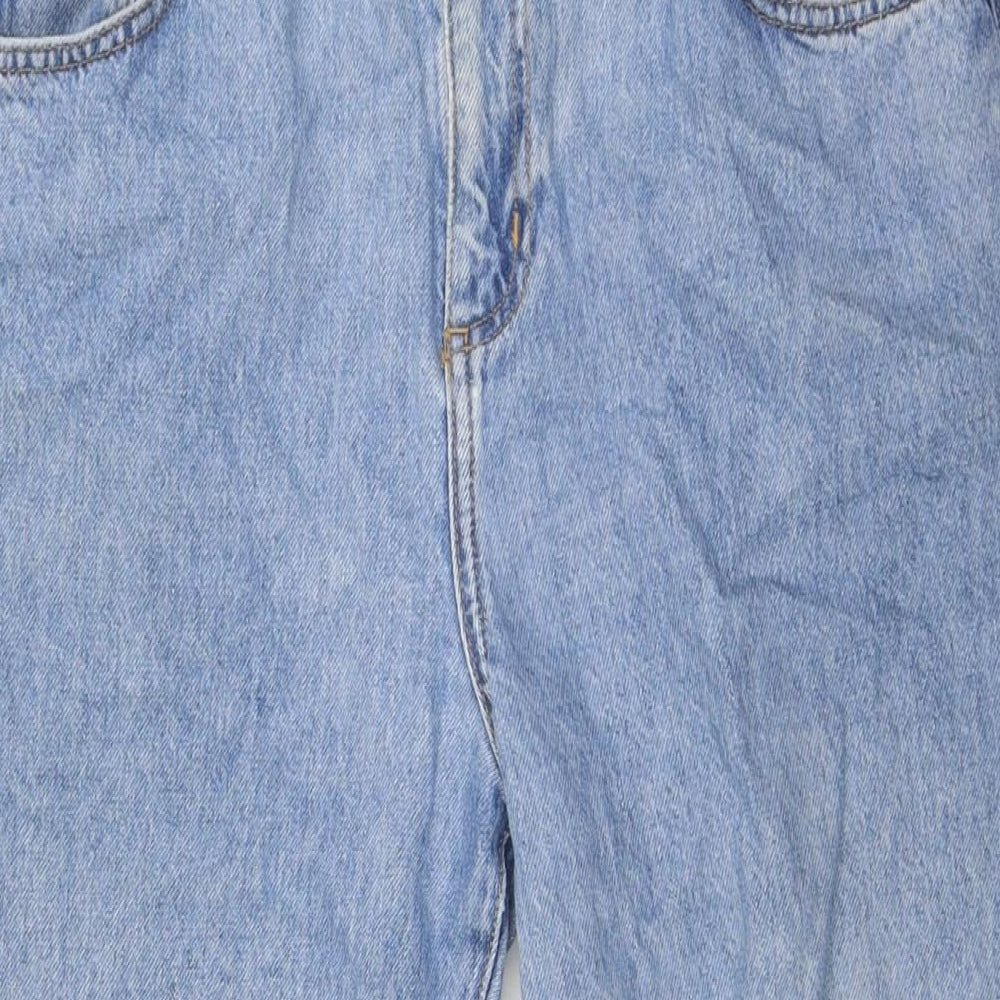 Topshop Womens Blue Cotton Mom Jeans Size 30 in L29 in Regular Zip - Elasticated Waist
