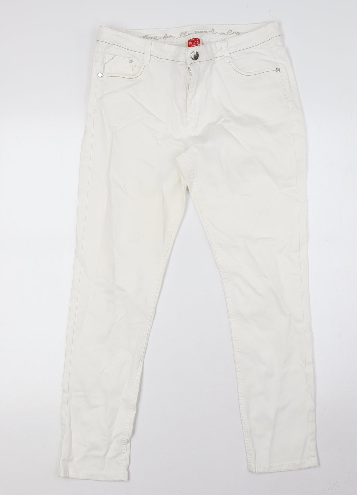 Womens UK Size 10 Miss Captain Regular Fit Skinny White Jeans