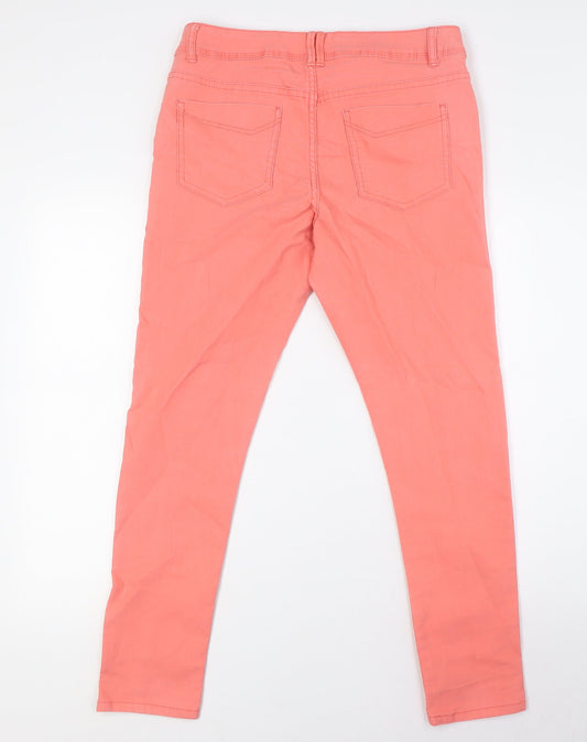 George Womens Orange Cotton Cropped Jeans Size 12 L28 in Regular Button
