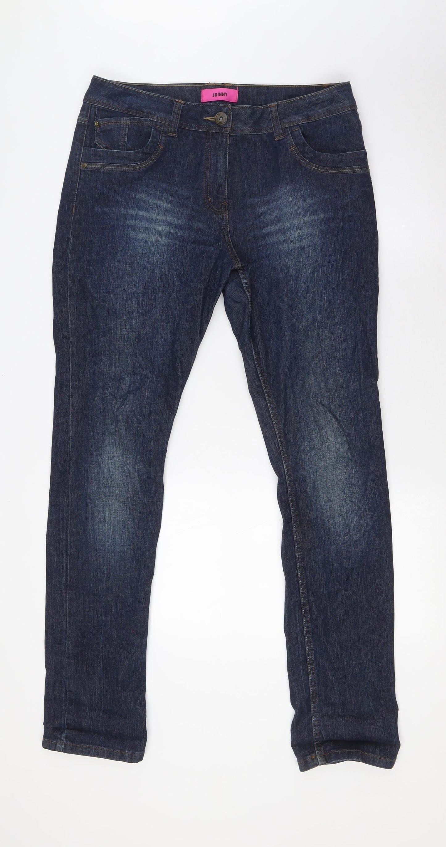 George Womens Blue Cotton Skinny Jeans Size 14 L32 in Regular Button