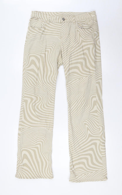 Divided by H&M Womens Beige Cotton Bootcut Jeans Size 12 L31 in Regular Button