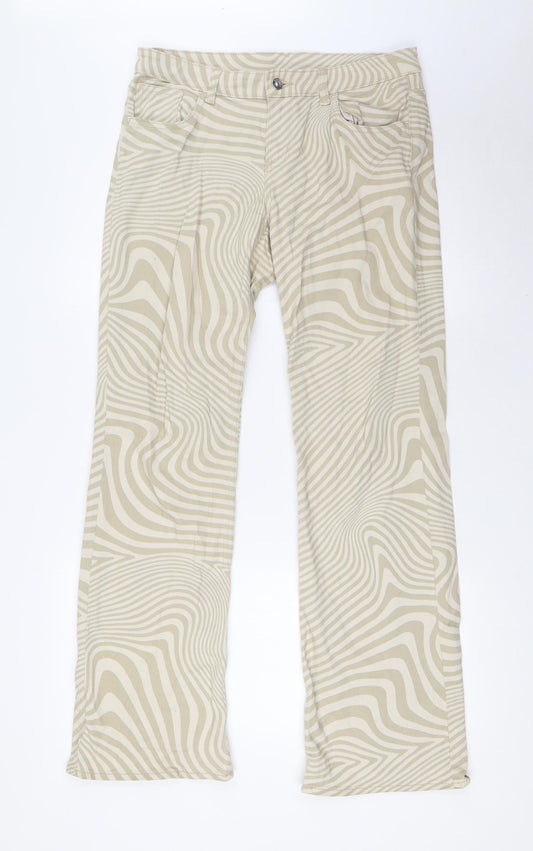 Divided by H&M Womens Beige Cotton Bootcut Jeans Size 12 L31 in Regular Button