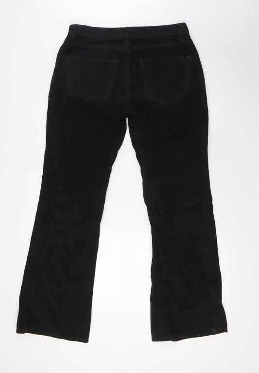 Divided by H&M Womens Black Cotton Trousers Size 32 in L32 in Regular Button
