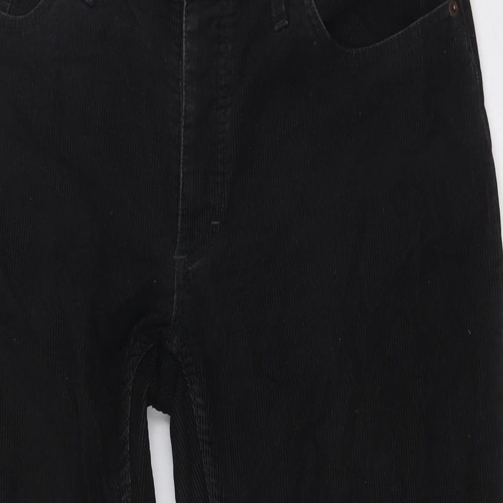 Divided by H&M Womens Black Cotton Trousers Size 32 in L32 in Regular Button