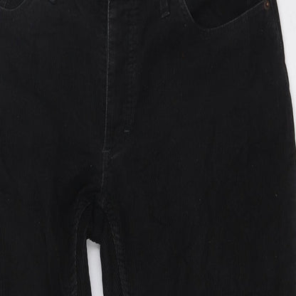 Divided by H&M Womens Black Cotton Trousers Size 32 in L32 in Regular Button