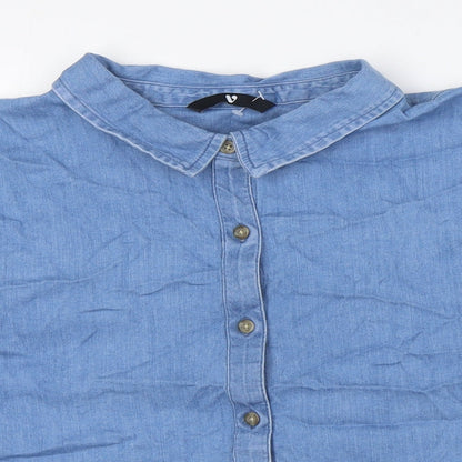 Womens UK Size 12 Very Blue Basic Button-Up