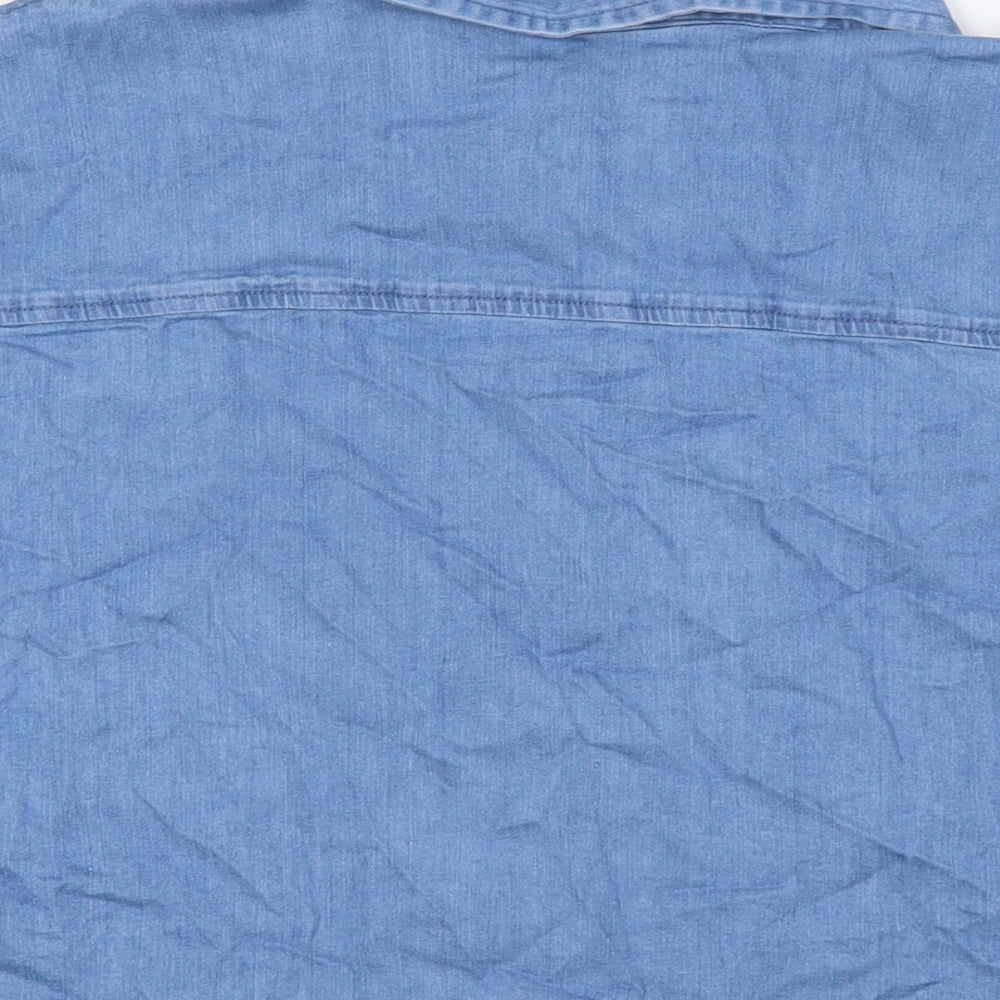 Womens UK Size 12 Very Blue Basic Button-Up