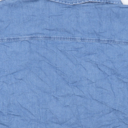 Womens UK Size 12 Very Blue Basic Button-Up