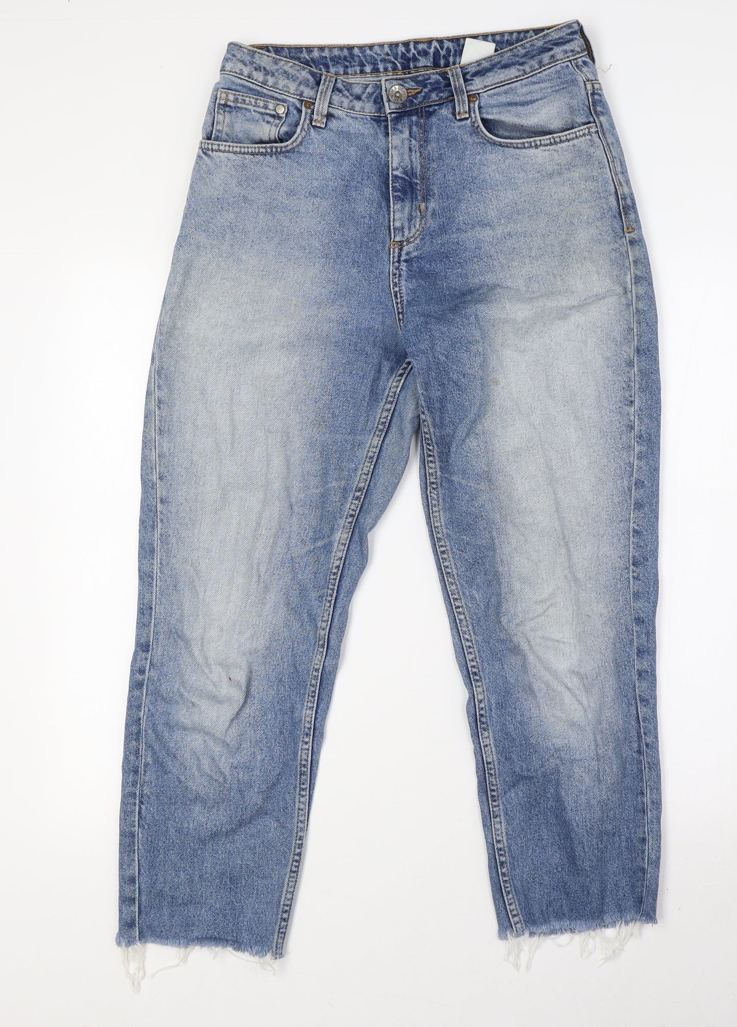 &Denim Womens Blue Cotton Mom Jeans Size 6 L24 in Regular Button - Raw Hem