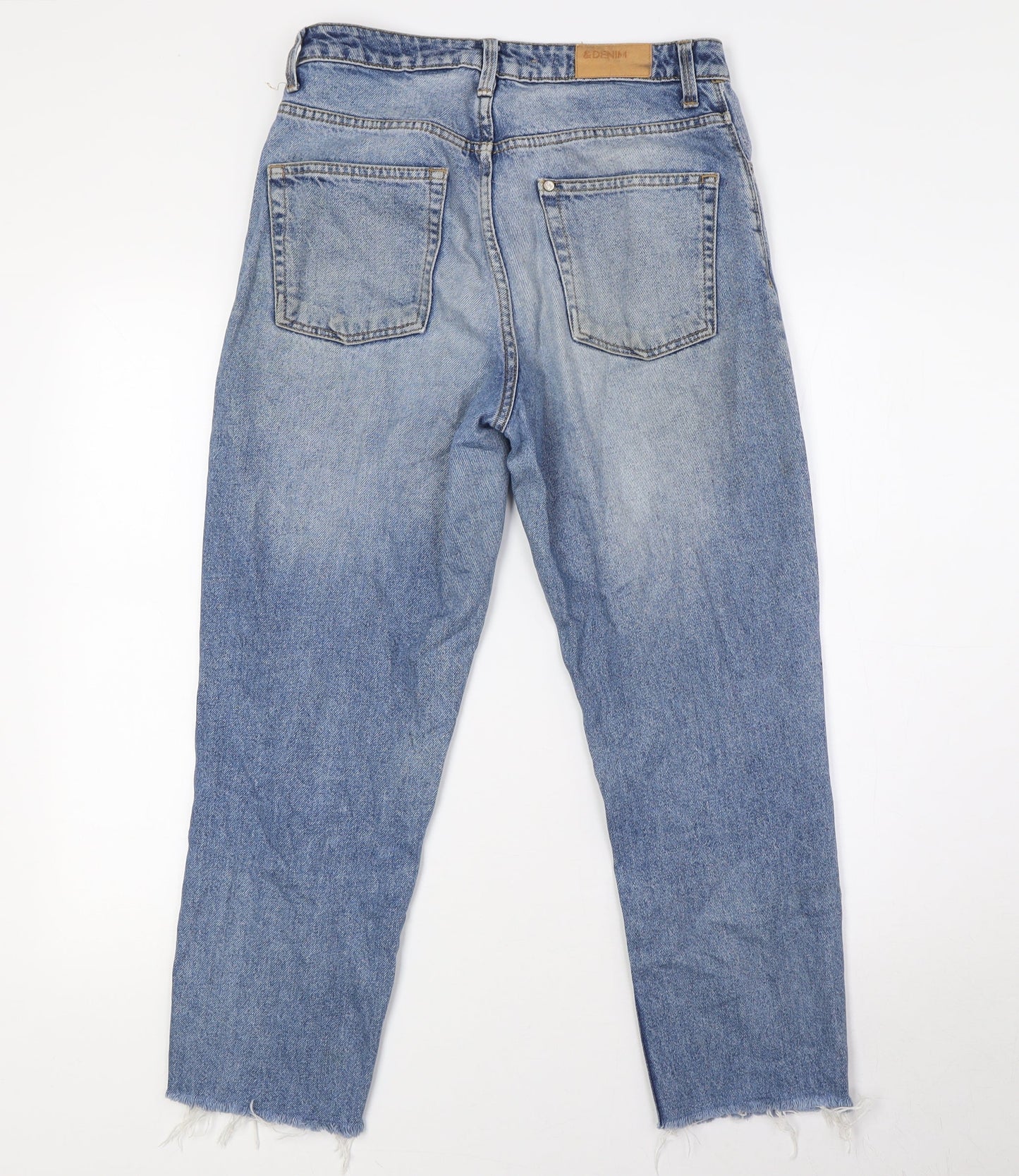 &Denim Womens Blue Cotton Mom Jeans Size 6 L24 in Regular Button - Raw Hem