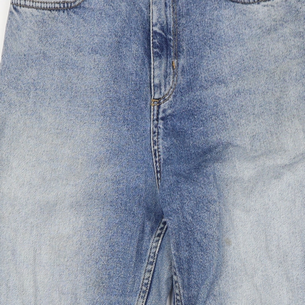 &Denim Womens Blue Cotton Mom Jeans Size 6 L24 in Regular Button - Raw Hem