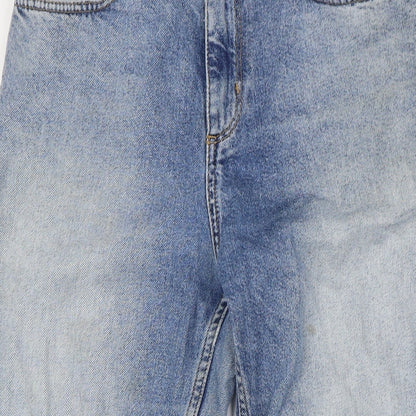 &Denim Womens Blue Cotton Mom Jeans Size 6 L24 in Regular Button - Raw Hem