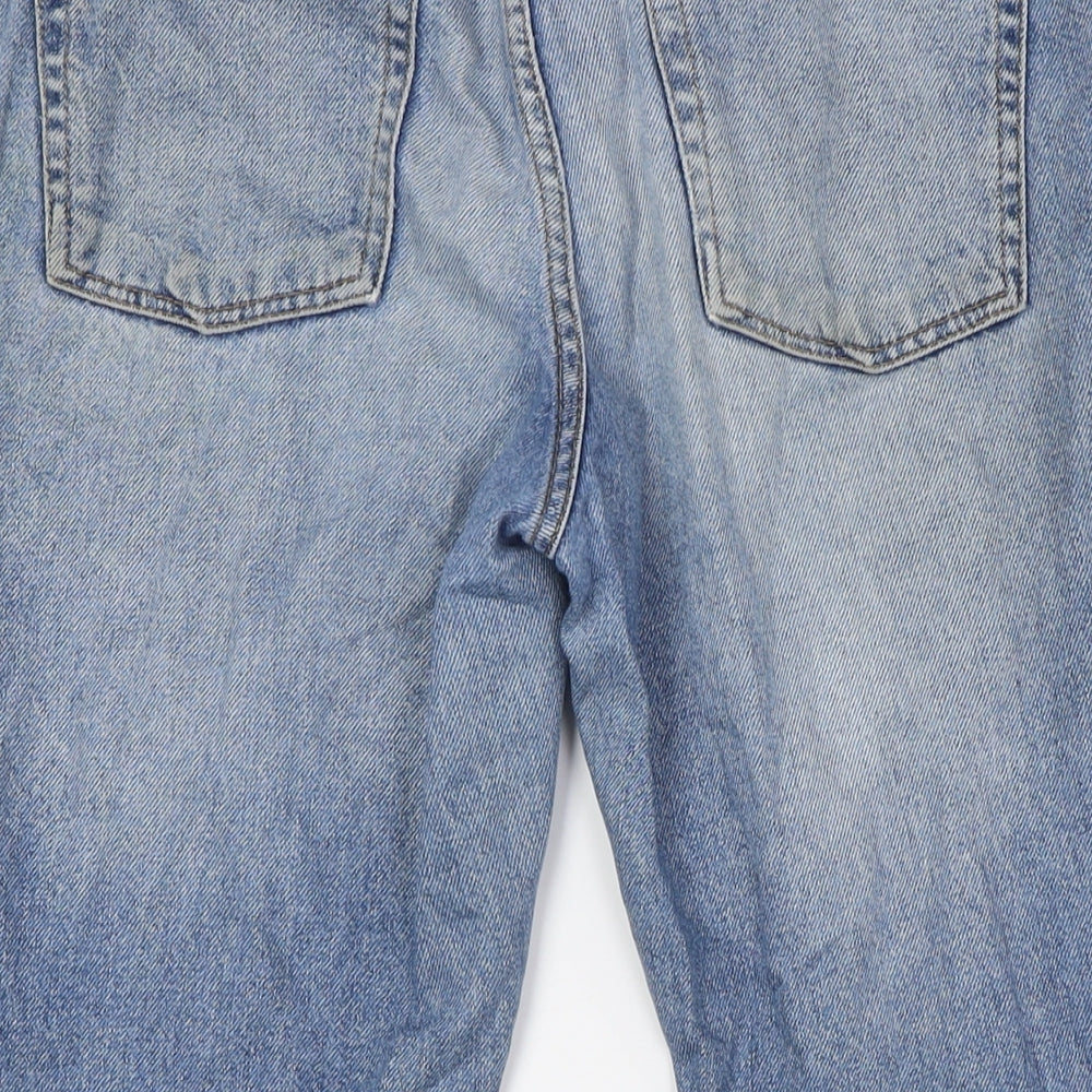 &Denim Womens Blue Cotton Mom Jeans Size 6 L24 in Regular Button - Raw Hem