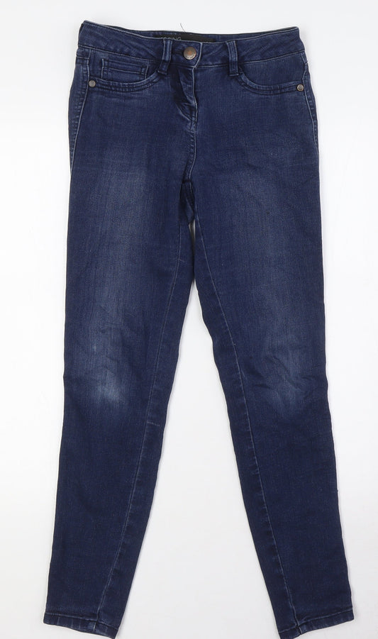 NEXT Womens Blue Cotton Skinny Jeans Size 6 L27 in Regular Button