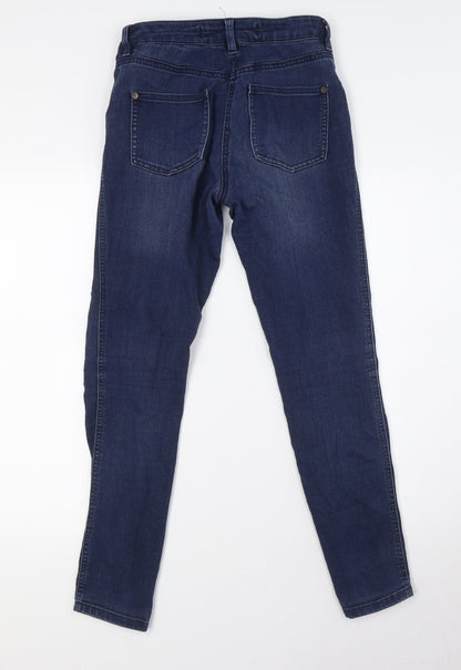 NEXT Womens Blue Cotton Skinny Jeans Size 6 L27 in Regular Button