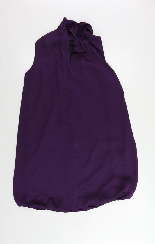 Zara Womens Purple Polyester Shift Size M Halter Button - Bubble Hem
