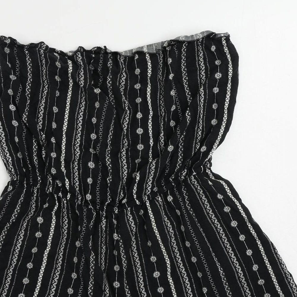 H&M Womens Black Geometric Viscose Playsuit One-Piece Size 10 - Strapless