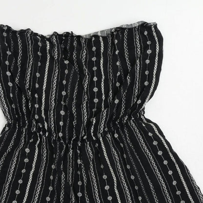 H&M Womens Black Geometric Viscose Playsuit One-Piece Size 10 - Strapless