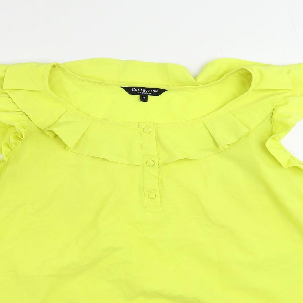 Womens UK Size 16 Debenhams Yellow Basic Blouse
