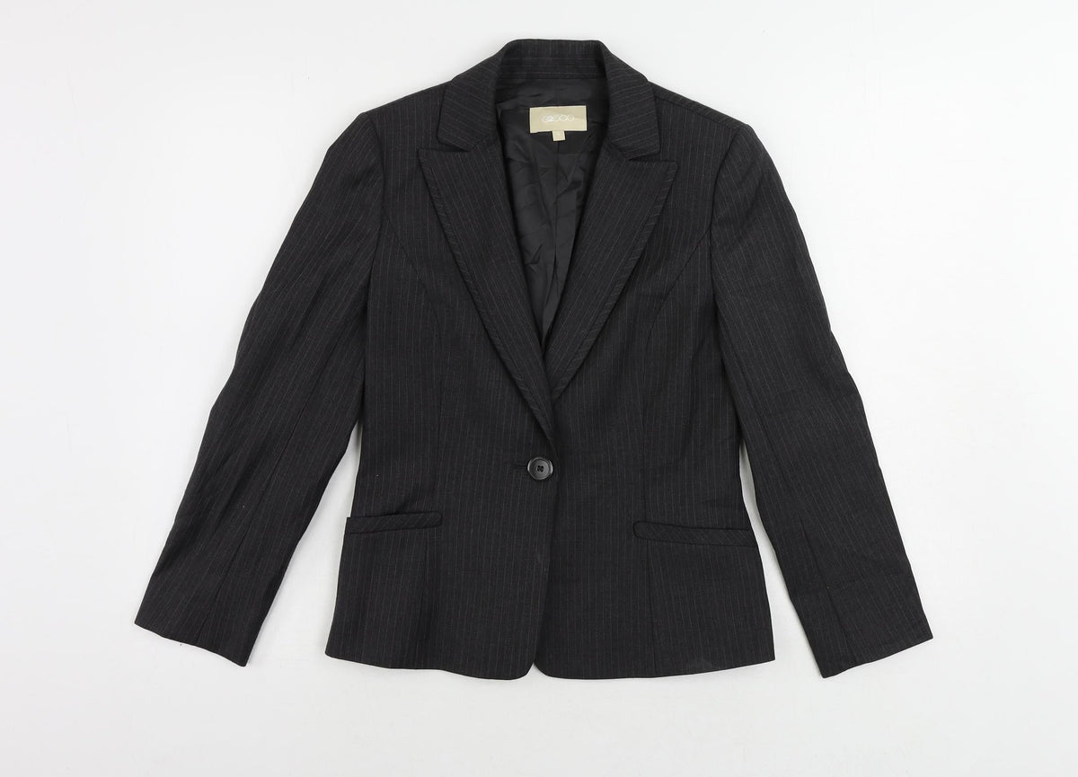 G2000 Womens Grey Striped Jacket Blazer Size XS Button