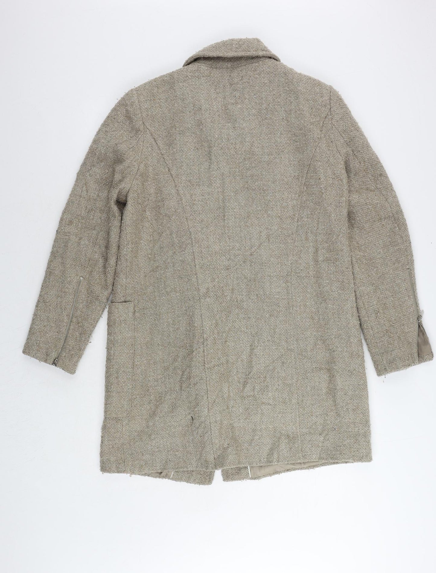Womens UK Size 14 Marks and Spencer Beige Biker Coat
