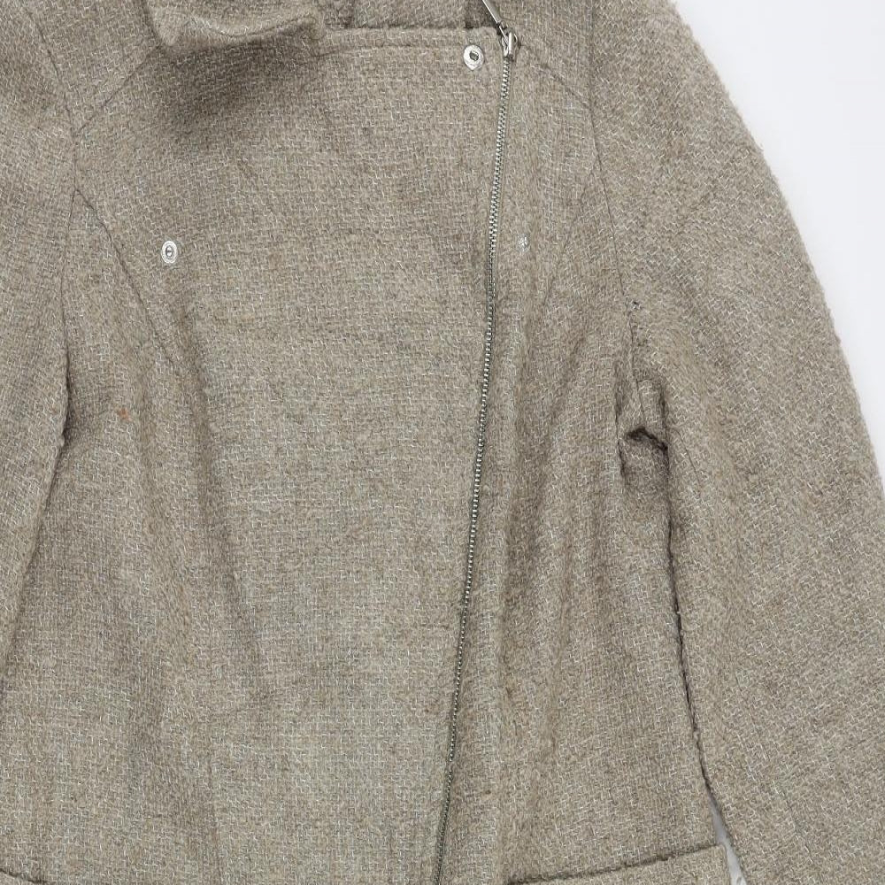 Womens UK Size 14 Marks and Spencer Beige Biker Coat