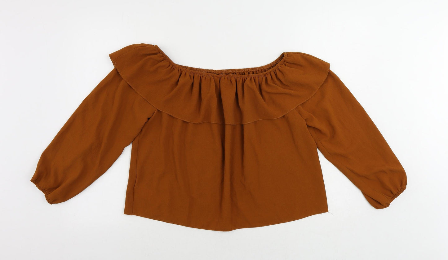 Womens UK Size 16 New Look Brown Basic Blouse
