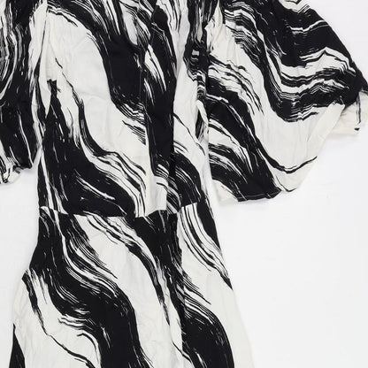 Autograph Womens Black Geometric Viscose Maxi Size 10 Round Neck Zip - Pockets