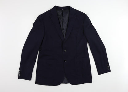 Marks and Spencer Mens Blue Polyamide Jacket Suit Jacket Size 42 Regular