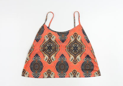 Boohoo Womens Red Paisley Polyester Camisole Tank Size 12 Scoop Neck