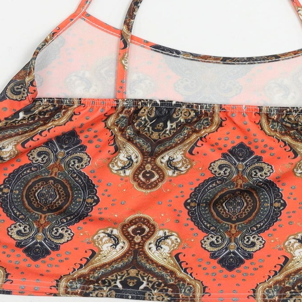 Boohoo Womens Red Paisley Polyester Camisole Tank Size 12 Scoop Neck