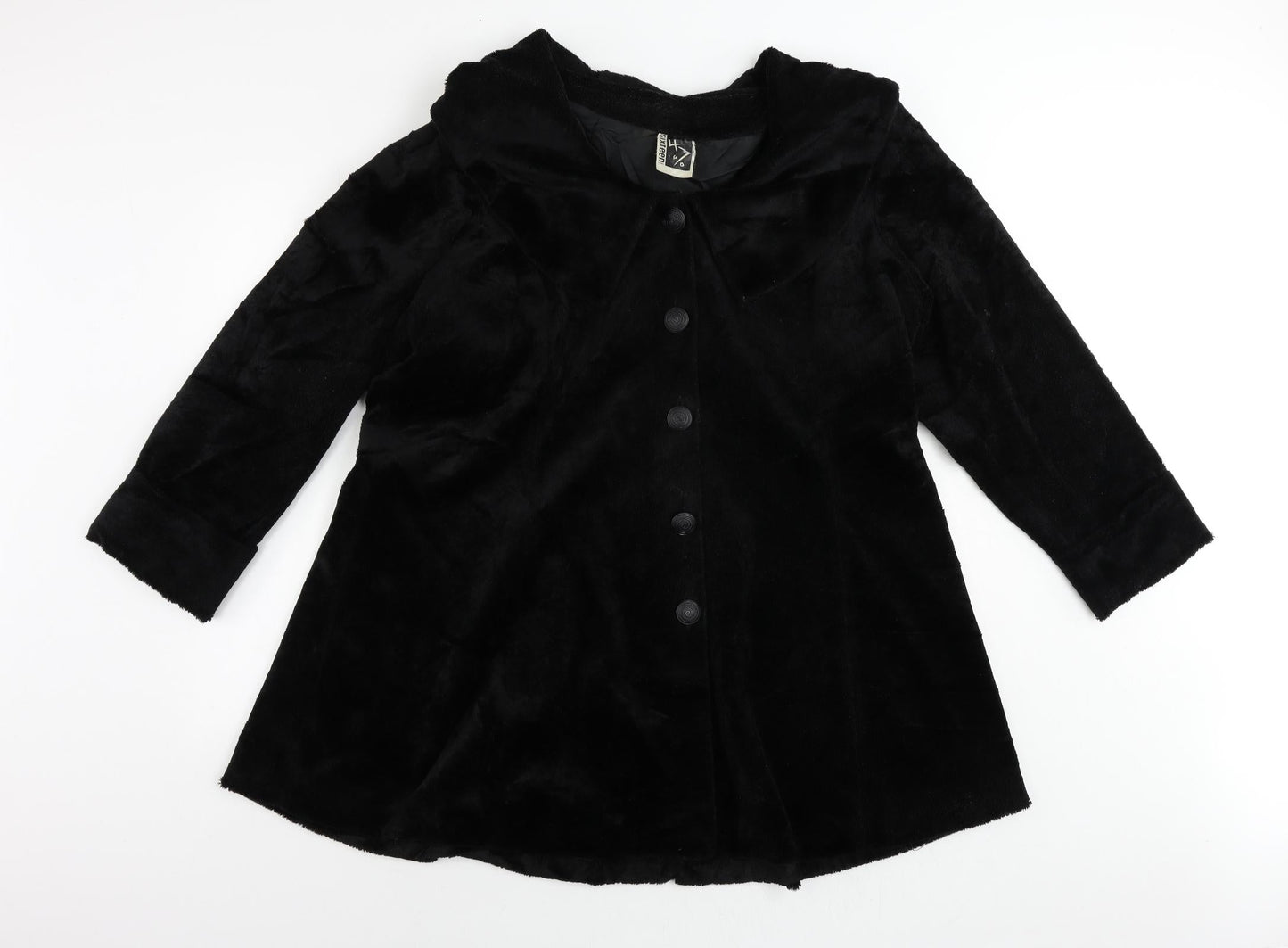 Sixteen Womens Black Pea Coat Coat Size M Button - Faux Fur Vintage