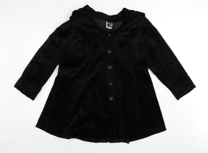 Sixteen Womens Black Pea Coat Coat Size M Button - Faux Fur Vintage