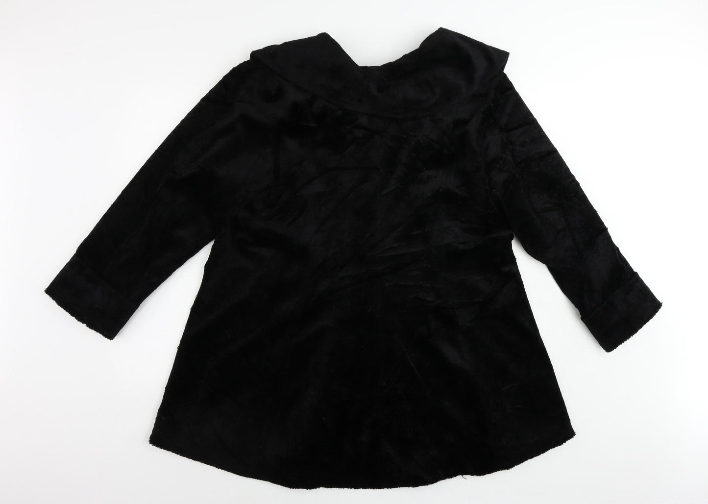 Sixteen Womens Black Pea Coat Coat Size M Button - Faux Fur Vintage