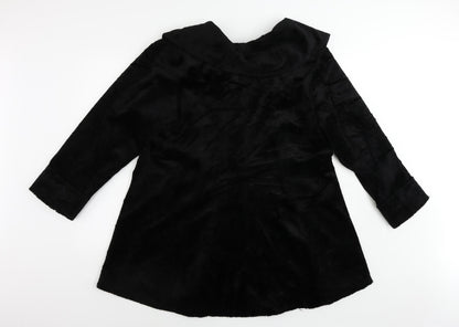 Sixteen Womens Black Pea Coat Coat Size M Button - Faux Fur Vintage