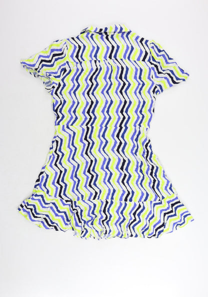 Marks and Spencer Womens Multicoloured Geometric Viscose Shirt Dress Size 14 Collared
