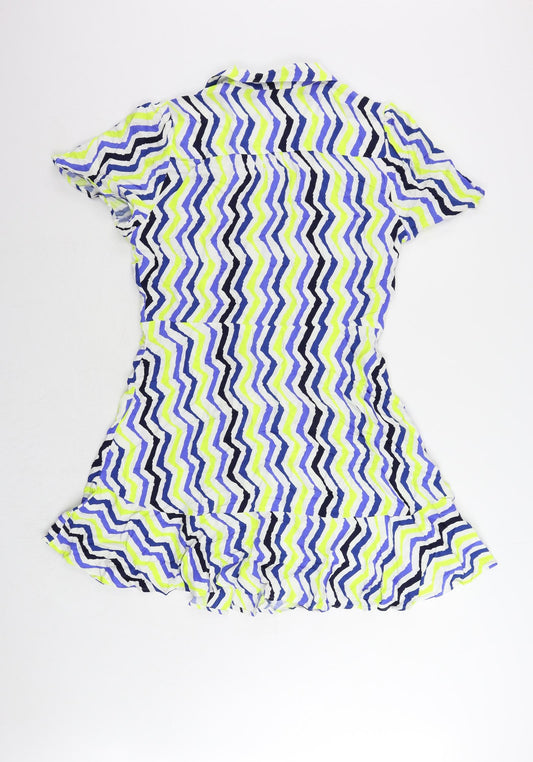 Marks and Spencer Womens Multicoloured Geometric Viscose Shirt Dress Size 14 Collared