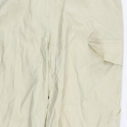 Marks and Spencer Womens Beige Modal Cargo Trousers Size 20 L27 in Regular Zip
