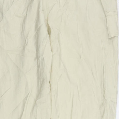 Marks and Spencer Womens Beige Modal Cargo Trousers Size 20 L27 in Regular Zip