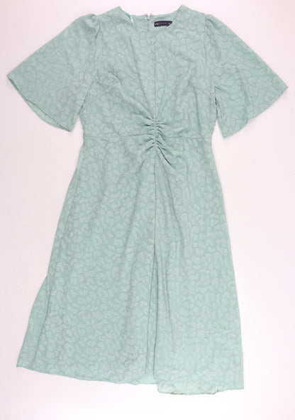 Marks and Spencer Womens Green Polyester A-Line Size 16 Round Neck Zip - Textured