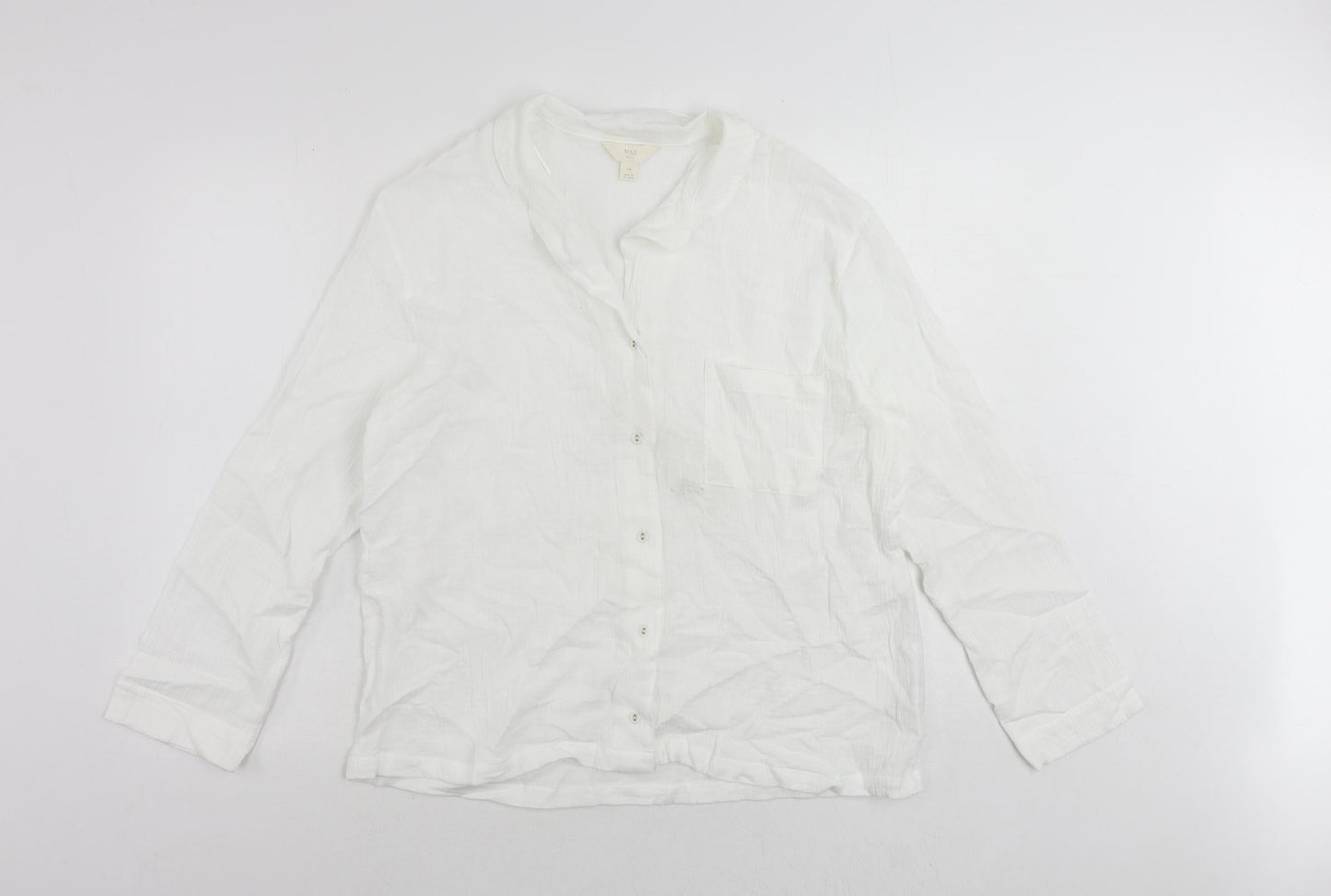 Womens UK Size 14 Marks and Spencer White Basic Button-Up