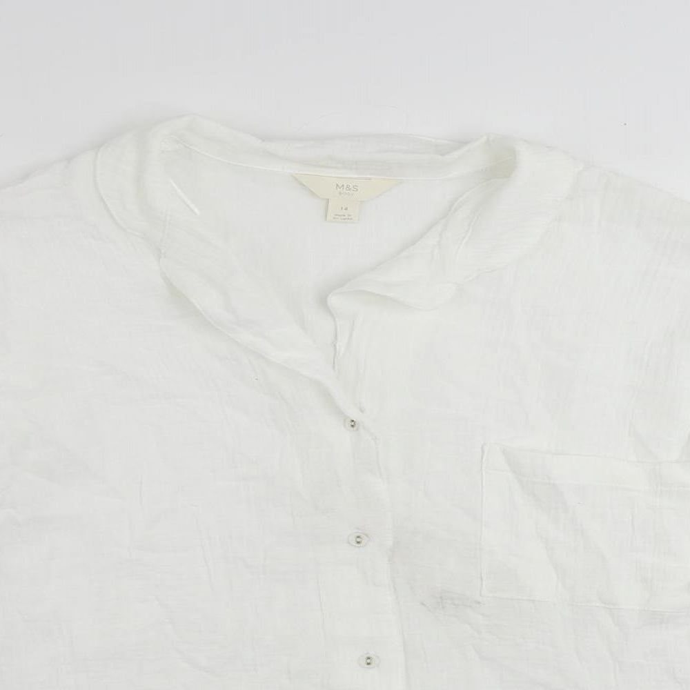 Womens UK Size 14 Marks and Spencer White Basic Button-Up