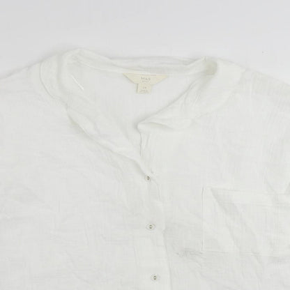 Womens UK Size 14 Marks and Spencer White Basic Button-Up