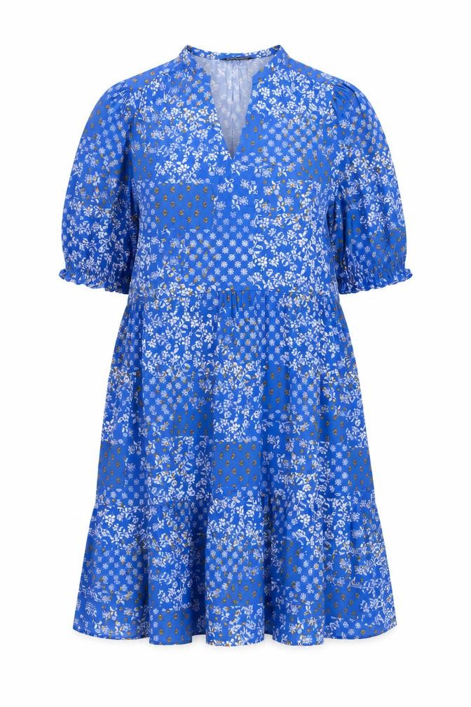 Marks and Spencer Womens Blue Floral Viscose A-Line Size 16 V-Neck Pullover