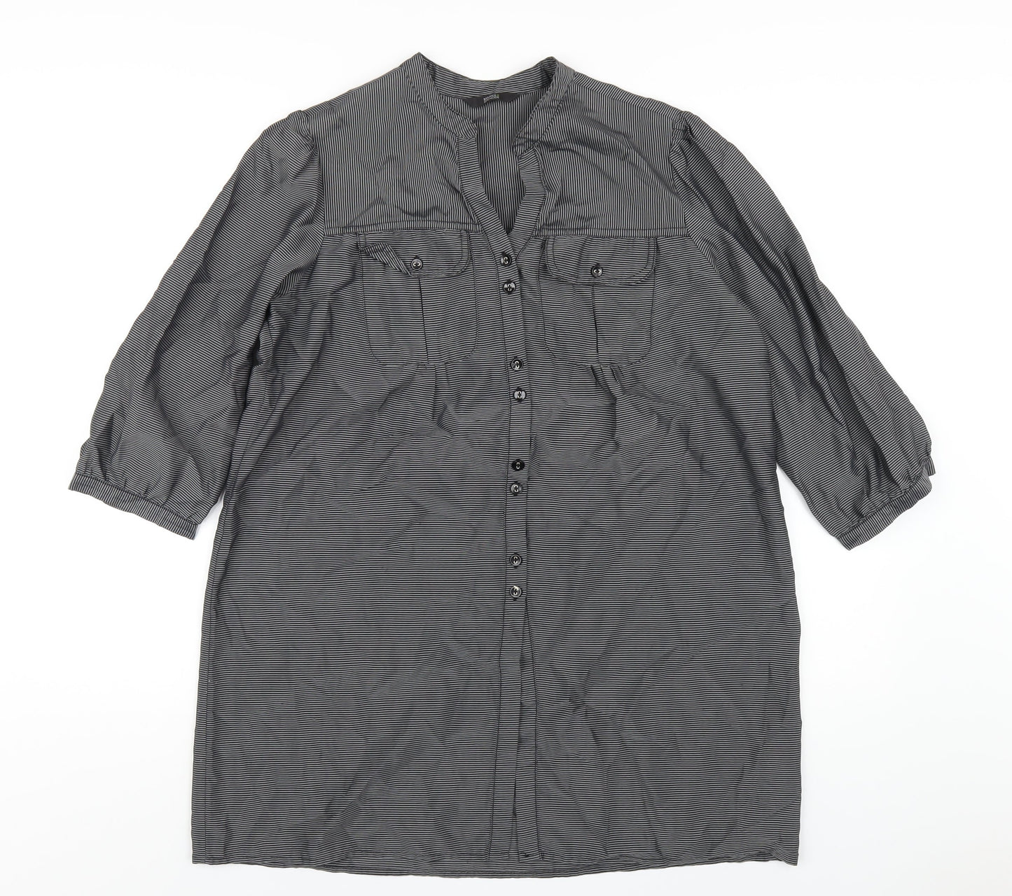 Womens UK Size 14 Marks and Spencer Grey Basic Button-Up