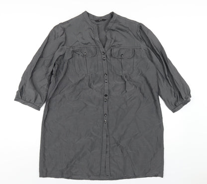Womens UK Size 14 Marks and Spencer Grey Basic Button-Up