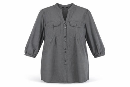 Womens UK Size 14 Marks and Spencer Grey Basic Button-Up